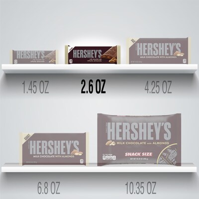 Hershey's King Size Almond Milk Chocolate Candy Bar, 2.6 oz., 18/Box (HEC22100)