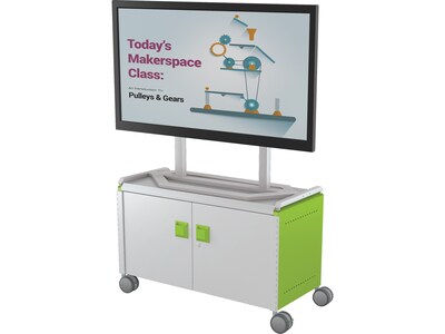 MooreCo Compass Maxi H1 Mobile 2-Section Storage Cabinet, 25.88"H x 41.88"W x 19.13"D, Platinum/Green Metal (A3A1F2D1A0)