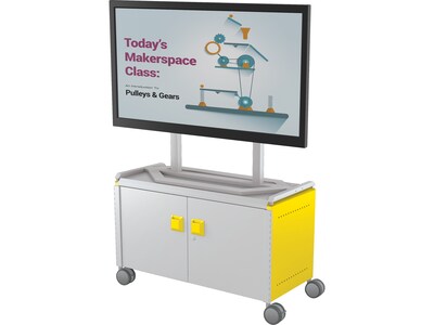 MooreCo Compass Maxi H1 Mobile 2-Section Storage Cabinet, 25.88"H x 41.88"W x 19.13"D, Platinum/Yellow Metal (A3A1G2D1A0)