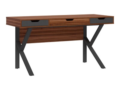 Whalen Stirling 60W Table, Natural Walnut/Charcoal Gray (SPLS-ST60D)
