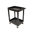 Luxor 2-Shelf Plastic/Poly Mobile Utility Cart with Swivel Wheels, Black (SEC11-B)