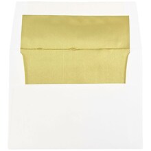 JAM Paper A2 Foil Lined Invitation Envelopes, 4.375 x 5.75, White with Gold Foil, 50/Pack (79507I)