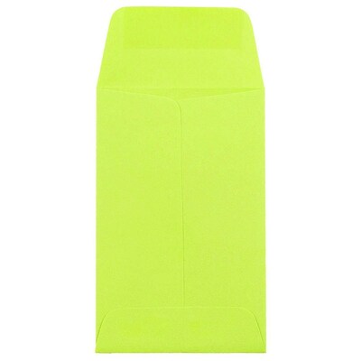 JAM Paper #1 Coin Business Colored Envelopes, 2.25 x 3.5, Ultra Lime Green, 100/Pack (352827826F)