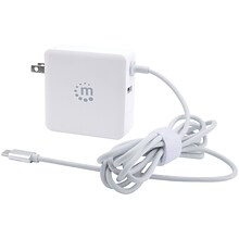 Manhattan Power Delivery Wall Charger with Built-in USB-C Cable, 60-Watts, White, (180245)