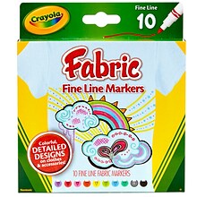 Crayola Fine Line Fabric Markers, Assorted, 10/Box, 3 Boxes (BIN588626-3)