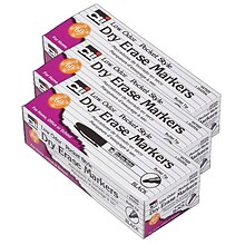 CLI Dry Erase Markers, Bullet Tip, Black, 12/Pack, 3 Packs (CHL47320-3)