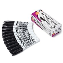 CLI Dry Erase Markers, Bullet Tip, Black, 12/Pack, 3 Packs (CHL47320-3)
