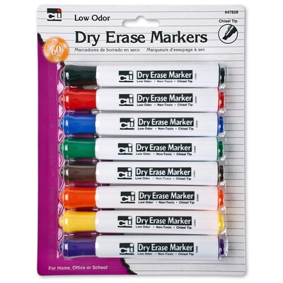 CLI Dry Erase Markers, Chisel Tip, Assorted, 8/Pack, 3 Packs (CHL47828-3)