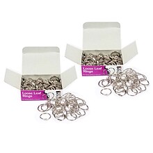 Charles Leonard Loose Leaf Book Rings, 3/4 Capacity, Silver, 100 Per Box, 2 Boxes (CHLR19-2)