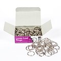 Charles Leonard Loose Leaf Book Rings, 3/4 Capacity, Silver, 100 Per Box, 2 Boxes (CHLR19-2)