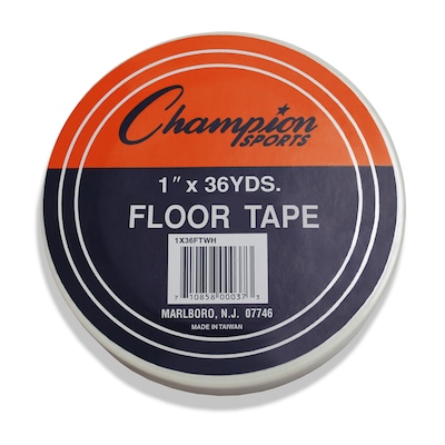 Champion Sports Floor Marking Tape, 1 x 36 yd, White, 6 Rolls (CHS1X36FTWH-6)
