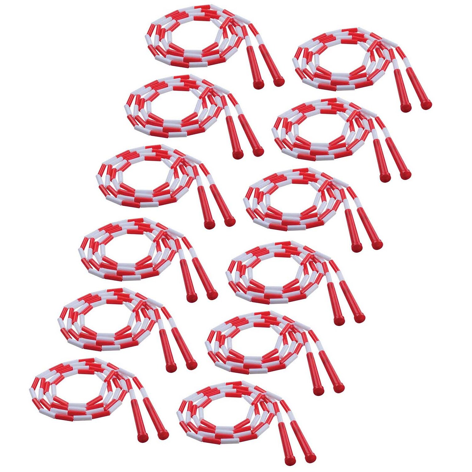 Champion Sports Plastic Segmented Jump Rope 7, Red & White, Pack of 12 (CHSPR7-12)