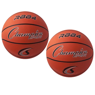Champion Sports Intermediate Rubber Basketball, Orange/Black, Pack of 2 (CHSRBB4-2)