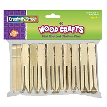 Creativity Street® Large, 3.75, Flat Slotted Clothespins, Natural, 40 Per Pack, 6 Packs (CK-368501-