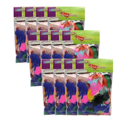 Creativity Street Turkey Plumage Feathers, Assorted Bright Hues, Assorted Sizes, 14 grams/Pack, 12 P