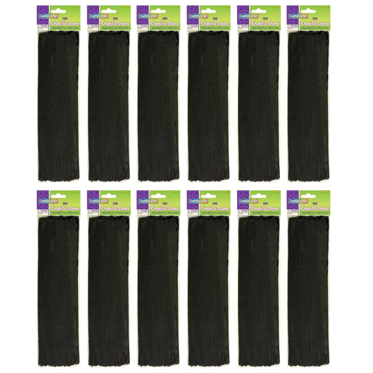 Creativity Street Regular Stems, Black, 12 x 4 mm, 100/Pack, 12 Packs (CK-71123-12)