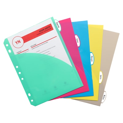 C-Line Mini Size 5-Tab Poly Index Dividers, 5 Tabs, Assorted Colors, 5/Pack, 12 Packs (CLI03750-12)