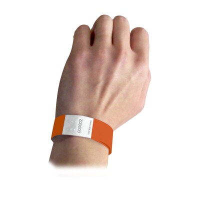C-Line DuPont Tyvek Security Wristbands, Orange, 100 Per Pack, 2/Pack (CLI89102-2)