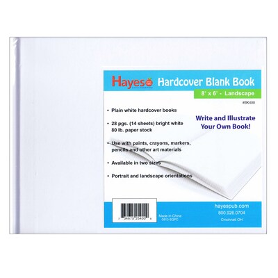 Hayes Publishing 8 x 6 All-Purpose Hardcover Blank Book, Landscape, 28 Sheets, 12 Pack (H-BK400-12