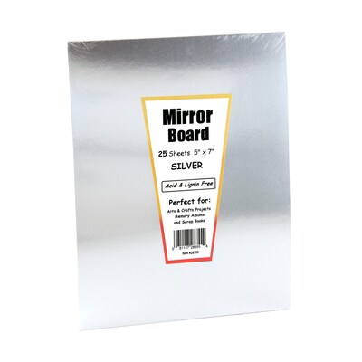 Hygloss Silver Foil Mirror Board, 5" x 7", 25 Sheets Per Pack, 3 Packs (HYG28355-3)