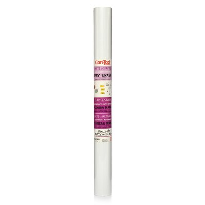 Con-Tact® Dry Erase Adhesive Roll, 18" x 6', White, 3 Rolls (KIT06FC904206-3)