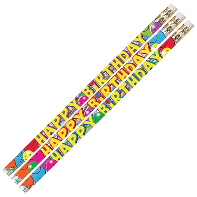 Musgrave Pencil Company Birthday Bash Motivational/Fun Pencils, #2 Lead, 12/Pack, 12 Packs (MUS2214D
