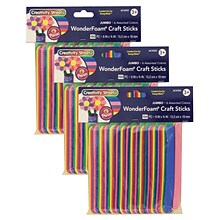 Creativity Street WonderFoam Jumbo Craft Sticks, Assorted Colors, 6 x 3/4, 100/Pack, 3 Packs (PACA