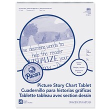 Pacon Picture Story Chart Tablet, White, Ruled Short, 1-1/2 Ruled, 24 x 32, 25 Sheets Per Pack, 2