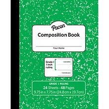 Pacon® Composition Book, 9.75 x 7.75, Grade 1 Ruling, 24 Sheets, Green Marble, Pack of 24 (PACMMK3