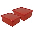 Romanoff Plastic Stowaway 5 Letter Box with Lid, Red, Pack of 2 (ROM16002-2)