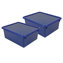 Romanoff Plastic Stowaway 5 Letter Box with Lid, Blue, Pack of 2 (ROM16004-2)