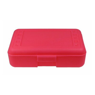 Romanoff Plastic Pencil Box, Hot Pink, 12/Pack (ROM60207-12)