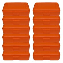 Romanoff Plastic Latch Pencil Case, Orange, Pack of 12 (ROM60209-12)