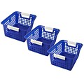 Romanoff Plastic Tattle Book Basket, 12.25 x 9.75 x 6, Blue, Pack of 3 (ROM74904-3)