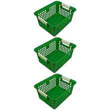 Romanoff Plastic Tattle® Book Basket, 12.25 x 9.75 x 6, Green, Pack of 3 (ROM74905-3)