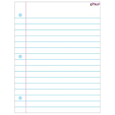 Trend Enterprises Notebook Paper Wipe-Off Chart Laminated Paper Dry-Erase Whiteboard, 17 x 22, 6/B