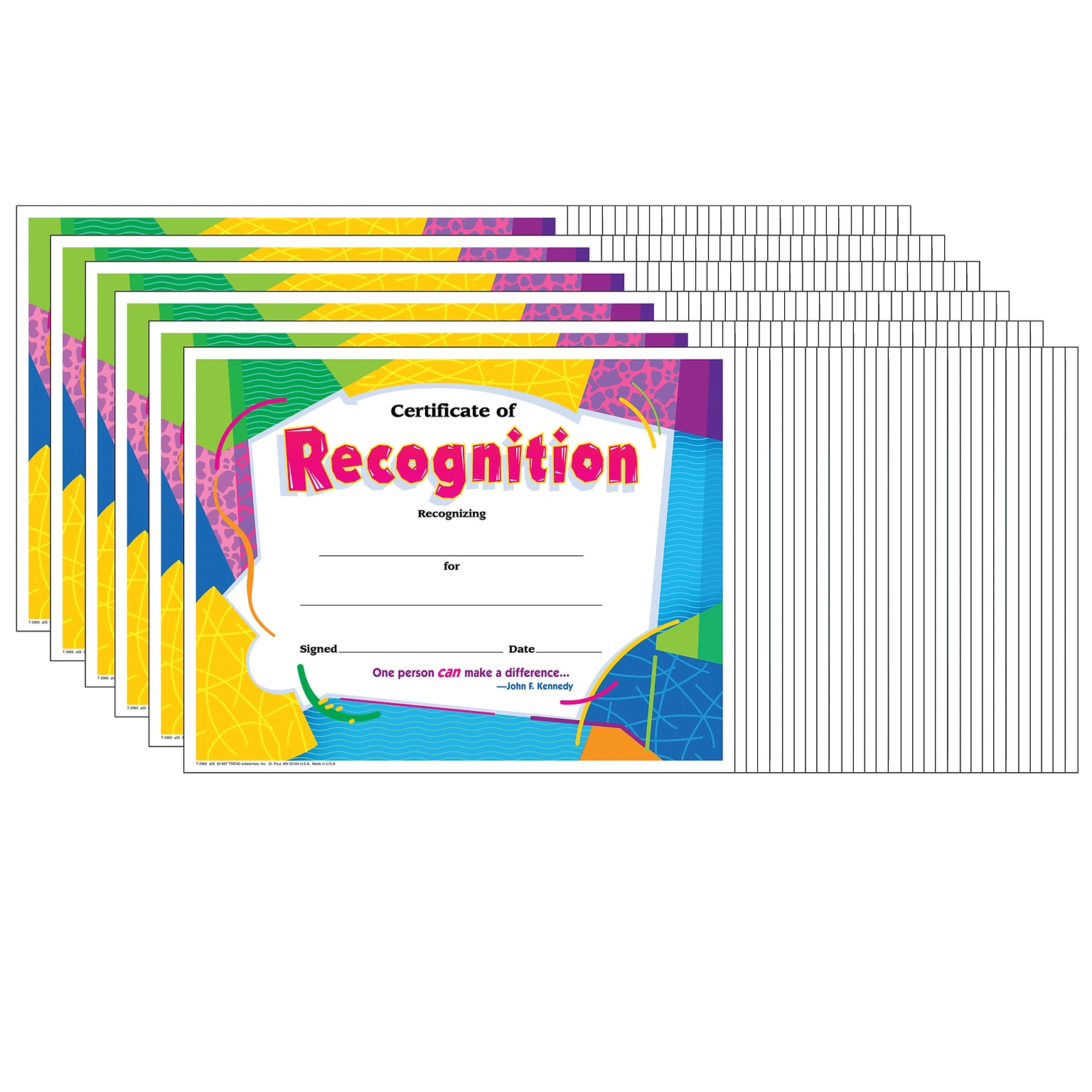 TREND Certificate of Recognition Colorful Classics Certificates, 30 Per Pack, 6 Packs (T-2965-6)