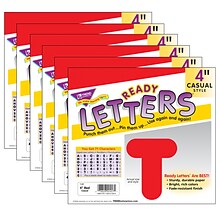TREND 4 Casual Uppercase Ready Letters, Red, 71/Pack, 6 Packs (T-457-6)