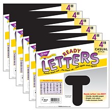 TREND 4 Casual Uppercase Ready Letters, Black, 71/Pack, 6 Packs (T-465-6)