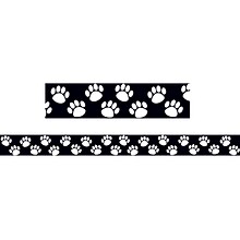 Teacher Created Resources Black with White Paw Prints Border Trim, 35 Feet Per Pack, 6 Packs (TCR464
