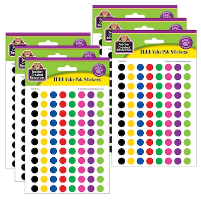 Teacher Created Resources Mini Colorful Circles Valu-Pak Stickers, 1144 Per Pack, 6 Packs (TCR4743-6