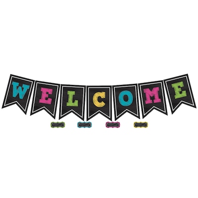 Teacher Created Resources Chalkboard Brights Pennants Welcome Bulletin Board Display, Pack of 2 (TCR