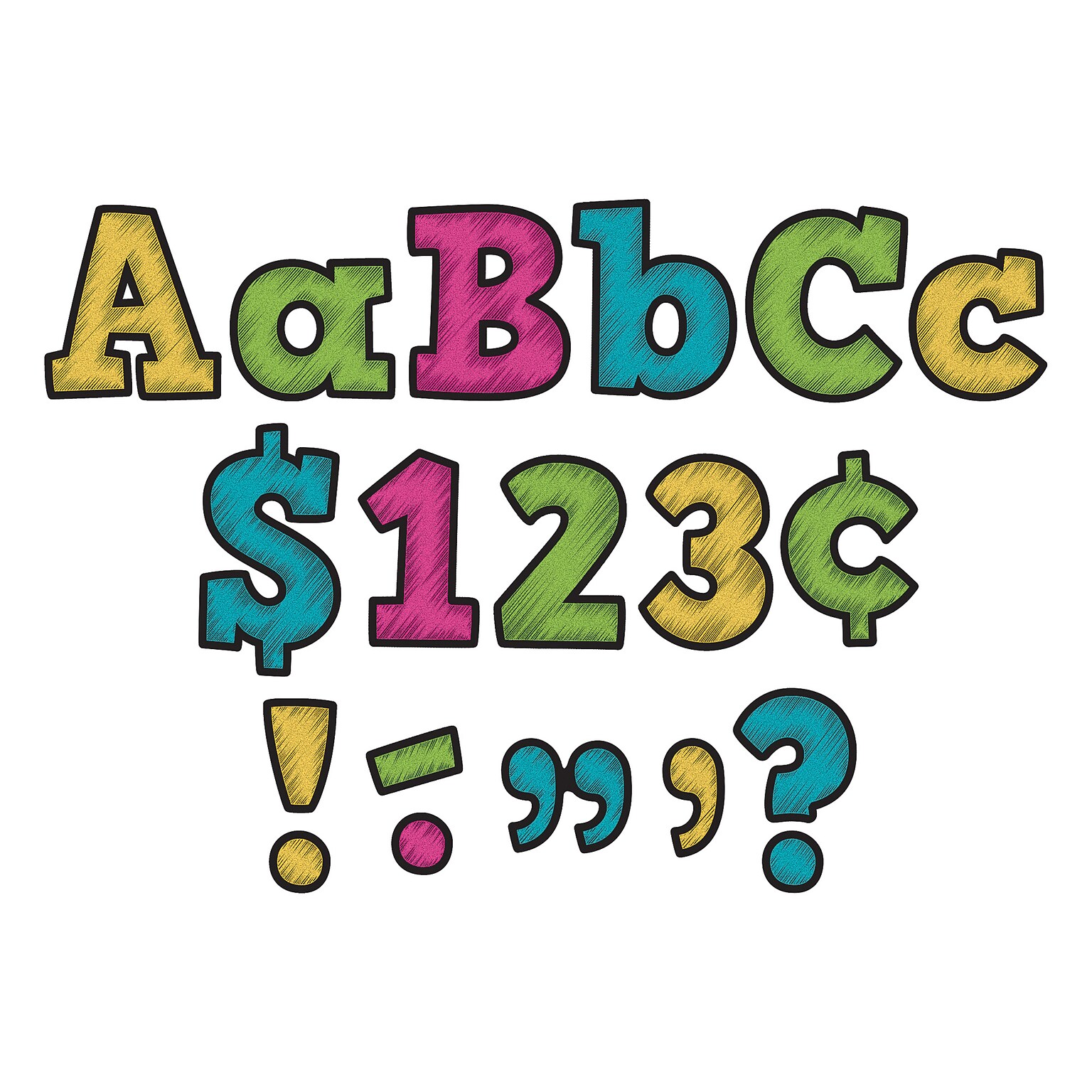 Teacher Created Resources 4 Bold Block Letters Combo Pack, Assorted Colors, 230 Pieces/Pack, 3 Packs (TCR5617-3)