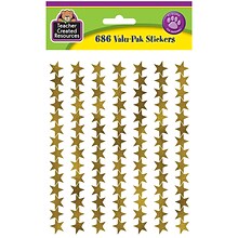 Teacher Created Resources Valu-Pak Gold Foil Star Stickers, Gold, 686/Pack, 6 Packs (TCR5799-6)