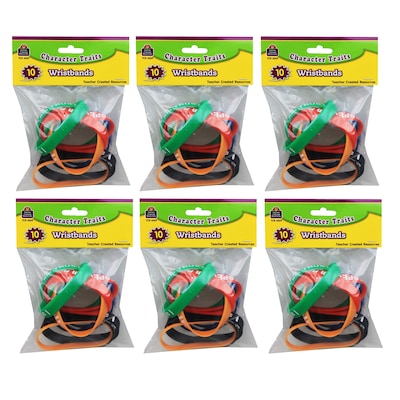 Teacher Created Resources® Character Traits Wristband, Assorted, 10/Pack, 6 Packs (TCR6569-6)
