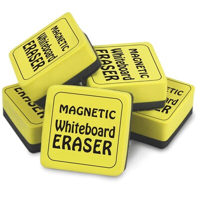The Pencil Grip™ Dry Erase Magnetic Whiteboard Eraser, 2" x 2", Yellow 12 Per Pack, 2 Packs (TPG355-2)