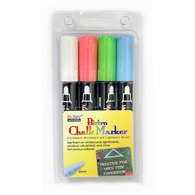 Marvy Uchida Chalk Markers, Bullet Tip, Assorted, 4/Pack, 2 Packs (UCH4804ED-2)