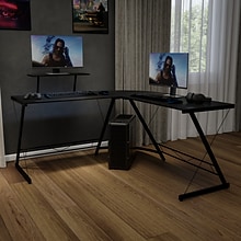 Flash Furniture 72W L-Shaped Computer Corner Desk, Black (NANCD22181BKBK)