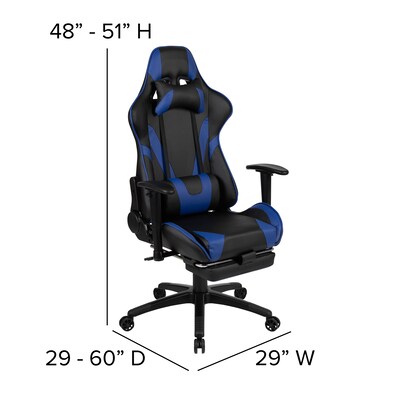 Flash Furniture X30 Ergonomic LeatherSoft Swivel Gaming Chair, Blue (CH187230BL)