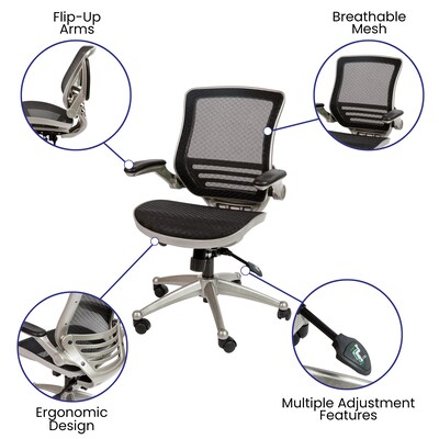 Flash Furniture Warfield Ergonomic Mesh Swivel Mid-Back Executive Office Chair, Black with Graphite Silver Frame (BL8801XBKGR)